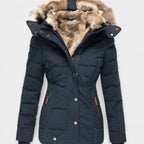 Ariella - Women's Quilted Hooded Jacket with Faux Fur Trim