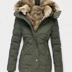 Ariella - Women's Quilted Hooded Jacket with Faux Fur Trim