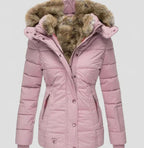 Ariella - Women's Quilted Hooded Jacket with Faux Fur Trim