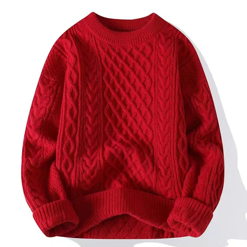 Aron - Men's Oversized Cable Knit Crew Neck Sweater 1