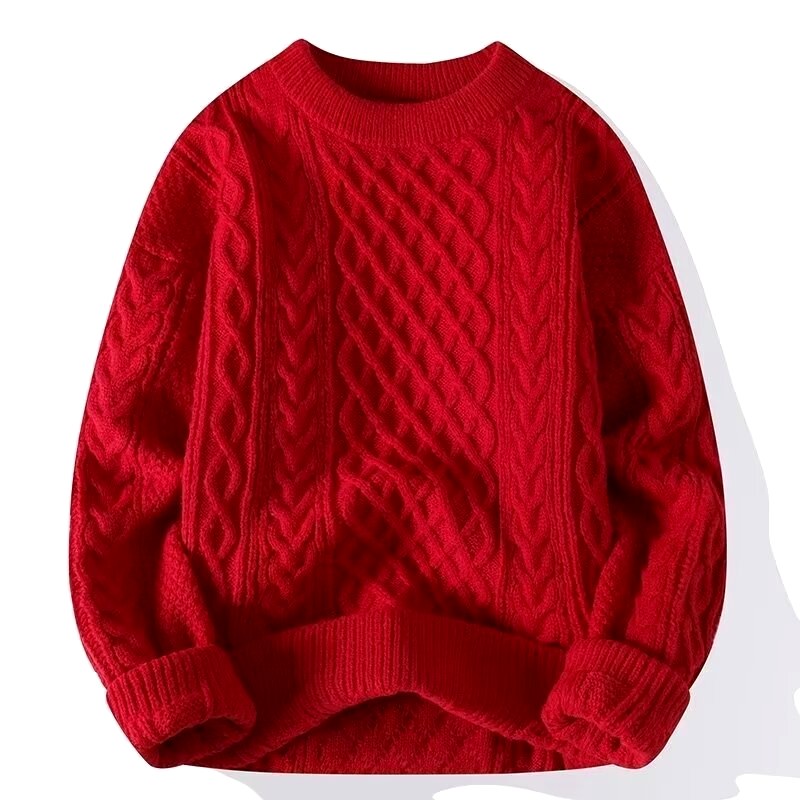 Aron - Men's Oversized Cable Knit Crew Neck Sweater 2