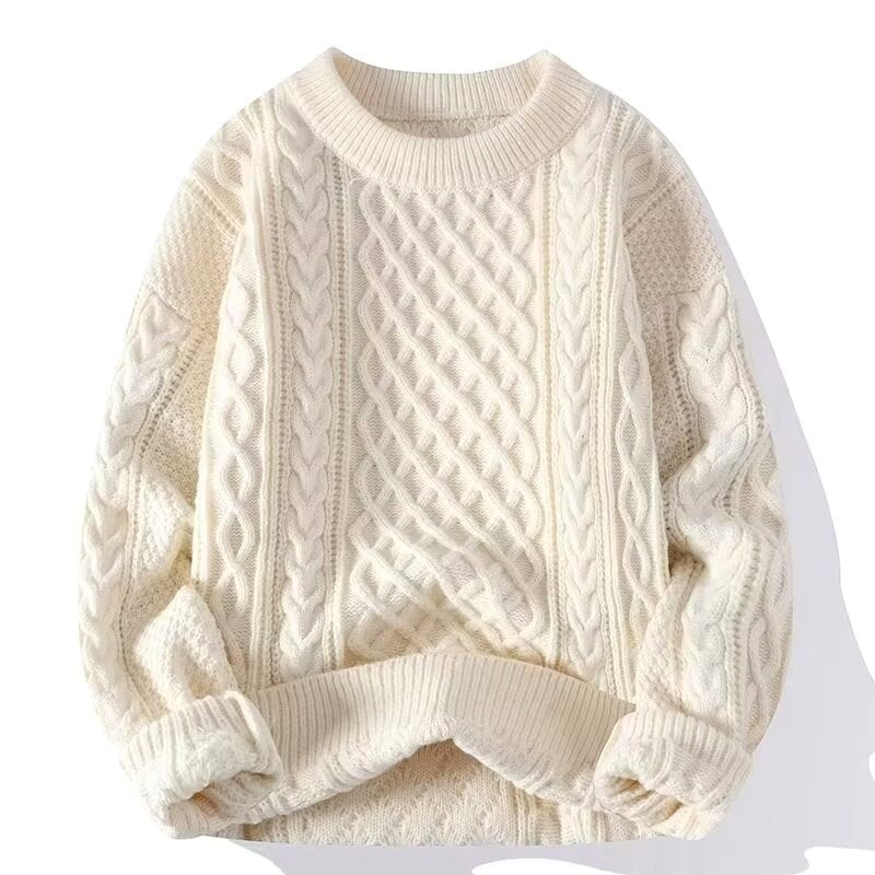 Aron - Men's Oversized Cable Knit Crew Neck Sweater 3