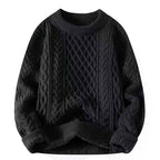Aron - Men's Oversized Cable Knit Crew Neck Sweater 4