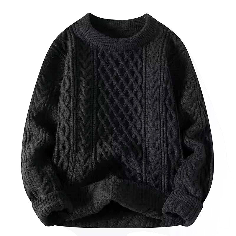 Aron - Men's Oversized Cable Knit Crew Neck Sweater 4