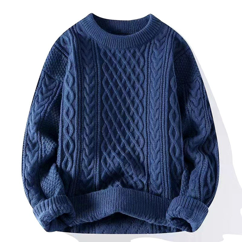 Aron - Men's Oversized Cable Knit Crew Neck Sweater 5