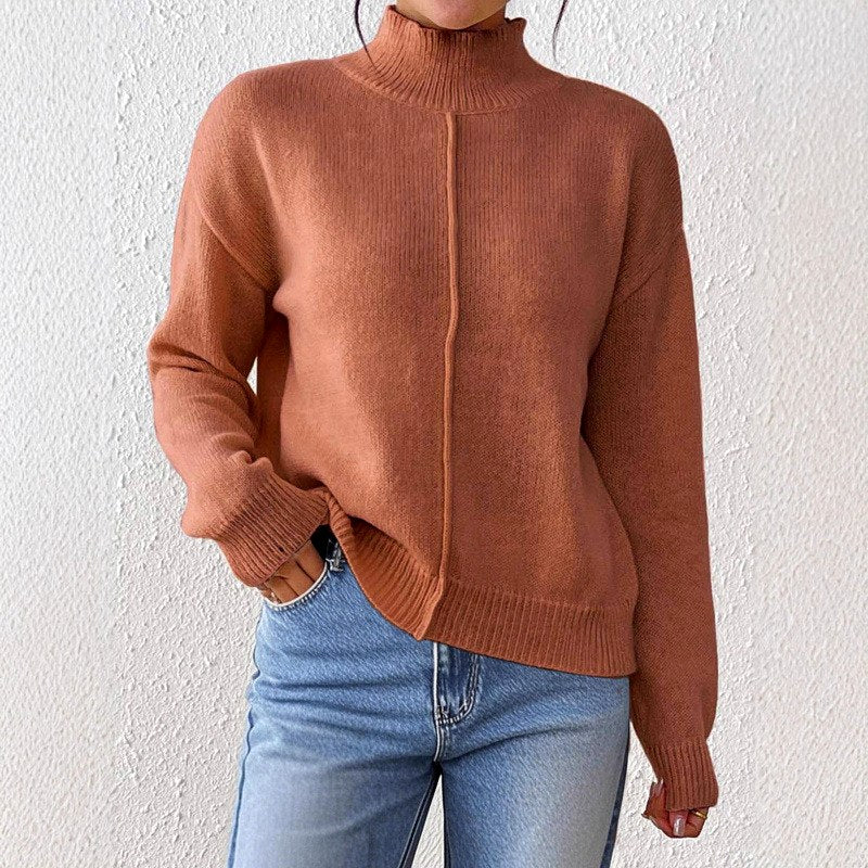 Ashley - Women's High-Neck Long Sleeve Knit Sweater 4