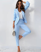 Audrey - Women's Double-Breasted Tailored Suit with Metallic Buttons