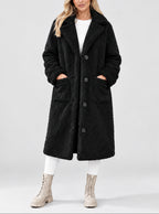 Aurelia - Women's Button-Front Teddy Coat with Notch Lapels