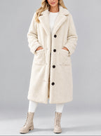 Aurelia - Women's Button-Front Teddy Coat with Notch Lapels