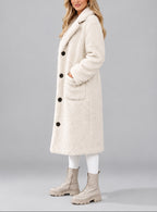 Aurelia - Women's Button-Front Teddy Coat with Notch Lapels
