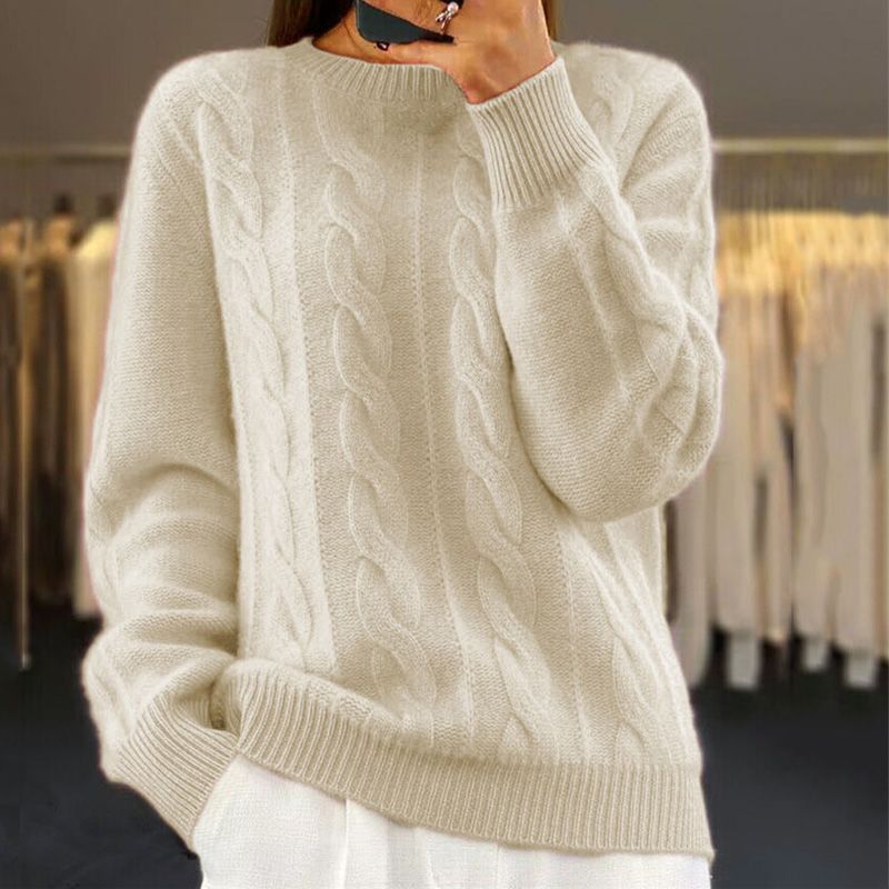 Ava - Women's Cable Knit Crew Neck Sweater