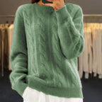 Ava - Women's Cable Knit Crew Neck Sweater