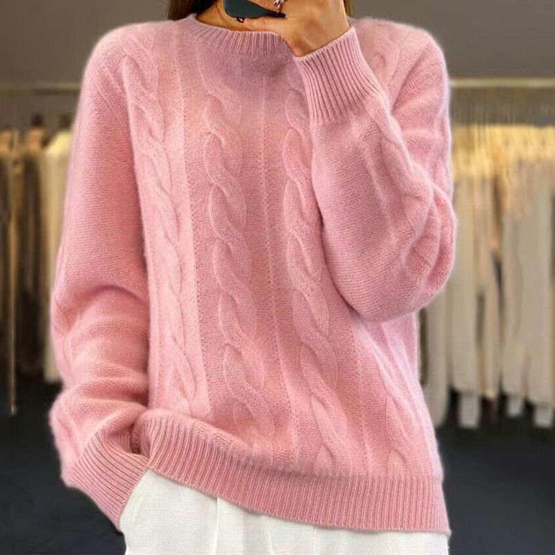 Ava - Women's Cable Knit Crew Neck Sweater