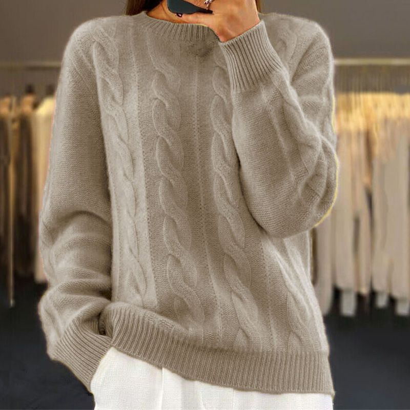 Ava - Women's Cable Knit Crew Neck Sweater