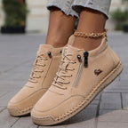 Aveline - Women's Casual Lace-Up Shoes with Side Zipper