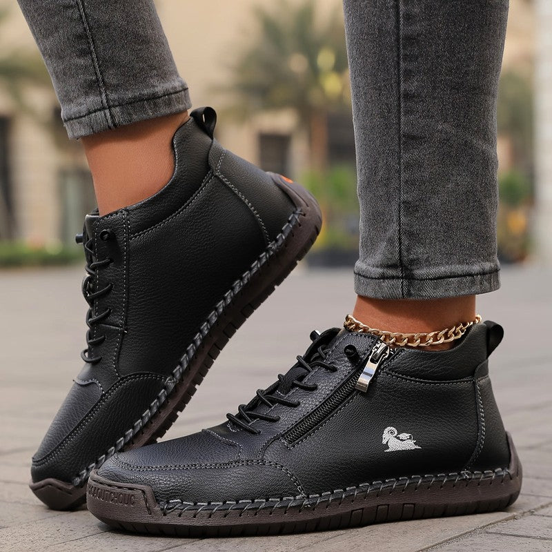Aveline - Women's Casual Lace-Up Shoes with Side Zipper