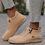 Aveline - Women's Casual Lace-Up Shoes with Side Zipper