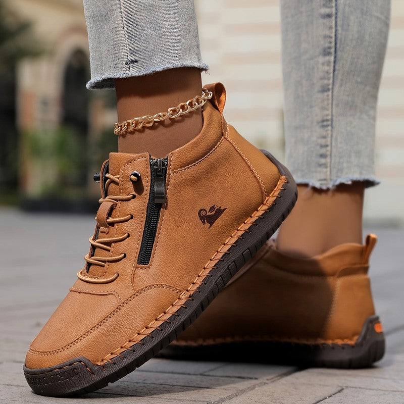 Aveline - Women's Casual Lace-Up Shoes with Side Zipper
