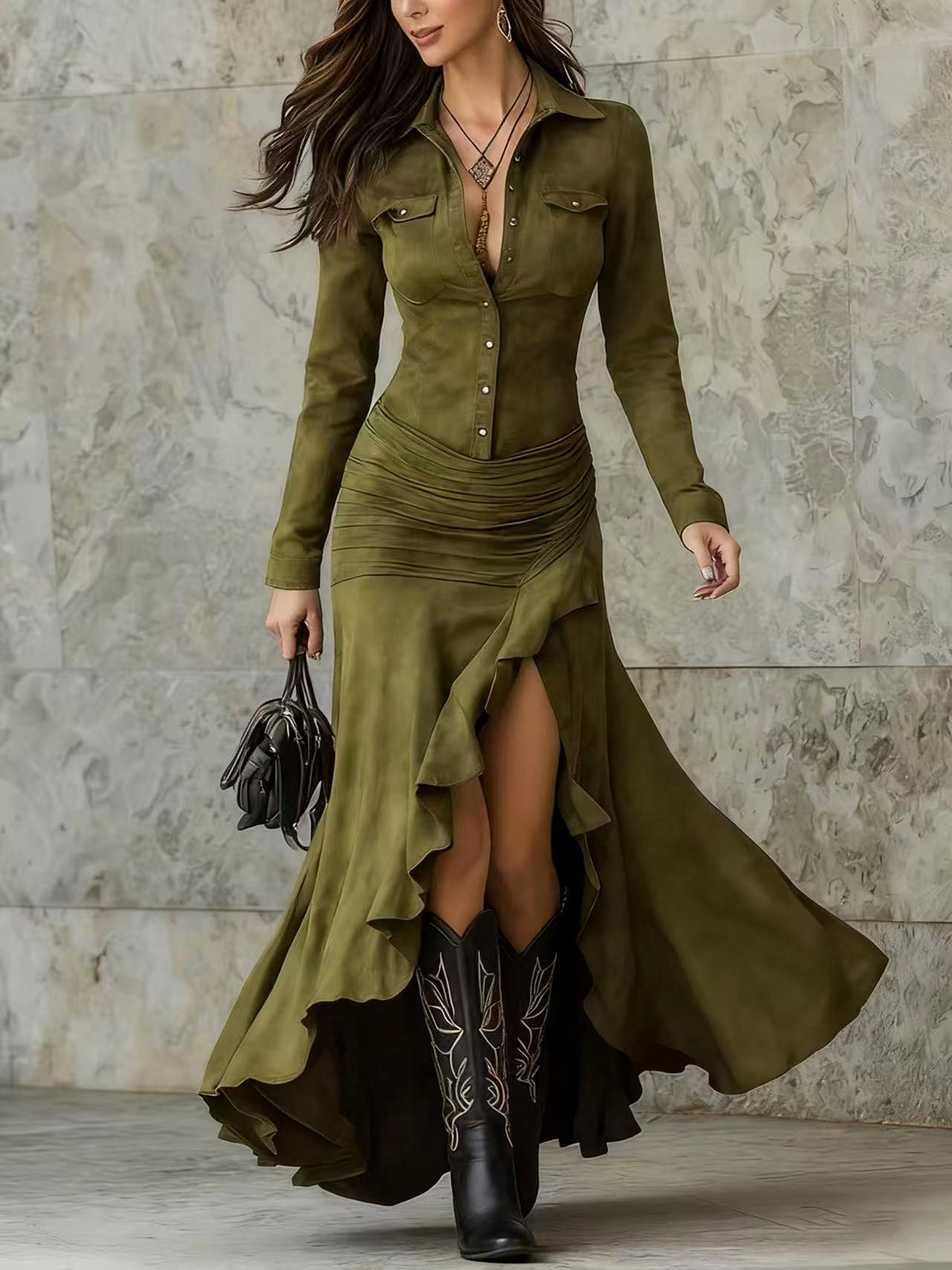 Avianna – Women’s Western Style Button Front Dress 5