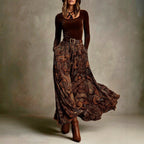 Bailey - Women's Velvet Top & Paisley Maxi Skirt Matching Set