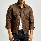 Barry - Men's Textured Snap-Button Trucker Jacket 3