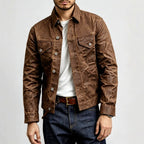 Barry - Men's Textured Snap-Button Trucker Jacket 5
