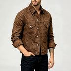 Barry - Men's Textured Snap-Button Trucker Jacket 6