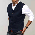 Bastien - Men's Herringbone V-Neck Tailored Waistcoat 2
