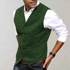 Bastien - Men's Herringbone V-Neck Tailored Waistcoat 4