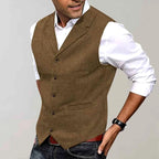 Bastien - Men's Herringbone V-Neck Tailored Waistcoat 5