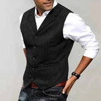 Bastien - Men's Herringbone V-Neck Tailored Waistcoat 7