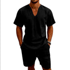 Crispin - Men's Linen V-Neck Relaxed Fit Co-ord Set