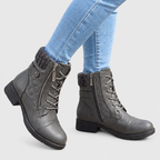 Beatrice - Women's Quilted Leather Ankle Boots with Side Zip