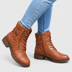 Beatrice - Women's Quilted Leather Ankle Boots with Side Zip