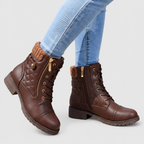 Beatrice - Women's Quilted Leather Ankle Boots with Side Zip