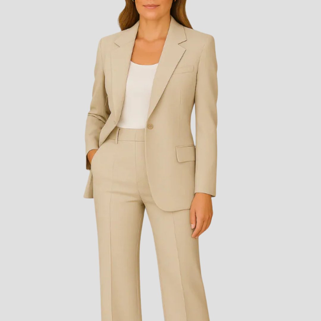 Beatrice - Women's Single-Button Tailored Blazer and Straight-Leg Pant Suit