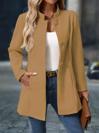 Beatrix - Women's Long Button-Up Blazer Coat