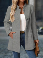Beatrix - Women's Long Button-Up Blazer Coat