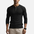 Benedict - Men's Ribbed  Long-Sleeve Henley Shirt