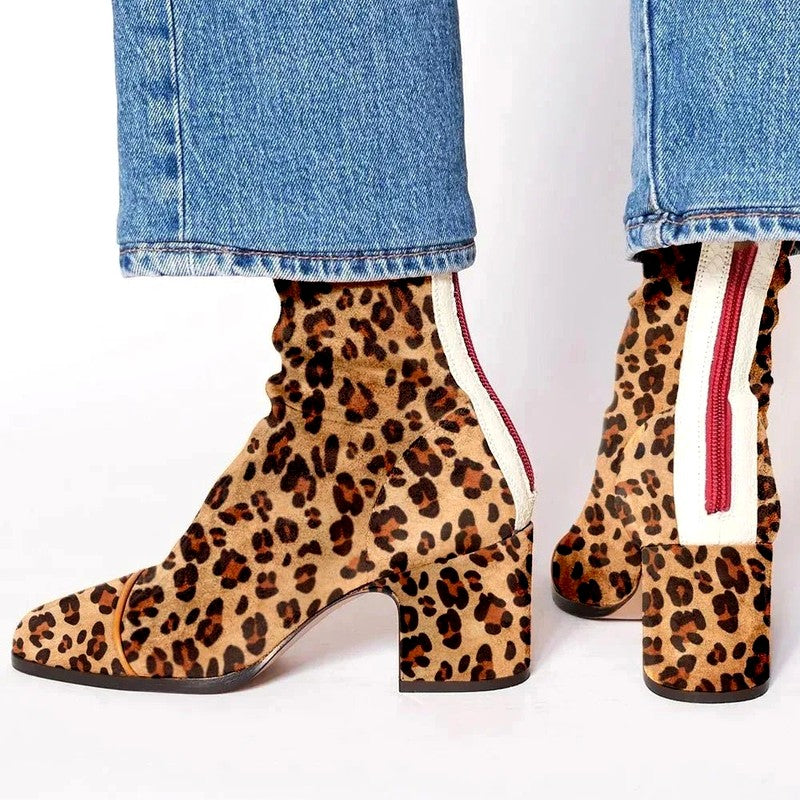 Bess - Women's Suede Square Toe Block Heel Boots