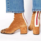 Bess - Women's Suede Square Toe Block Heel Boots