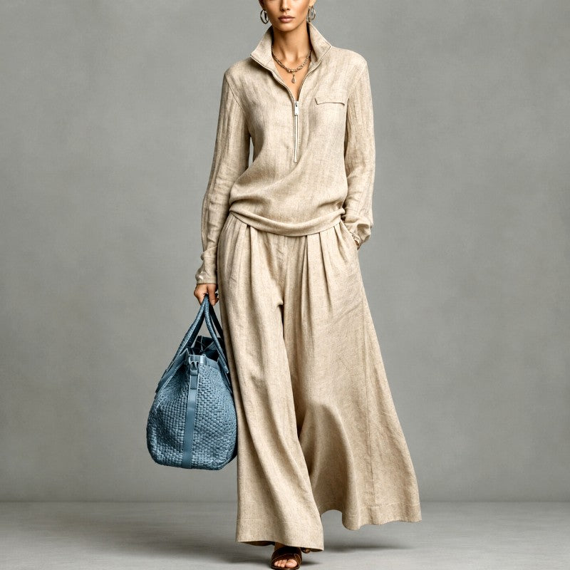 Beverly - Women's Half-Zip Top and Wide Leg Pants Set 4