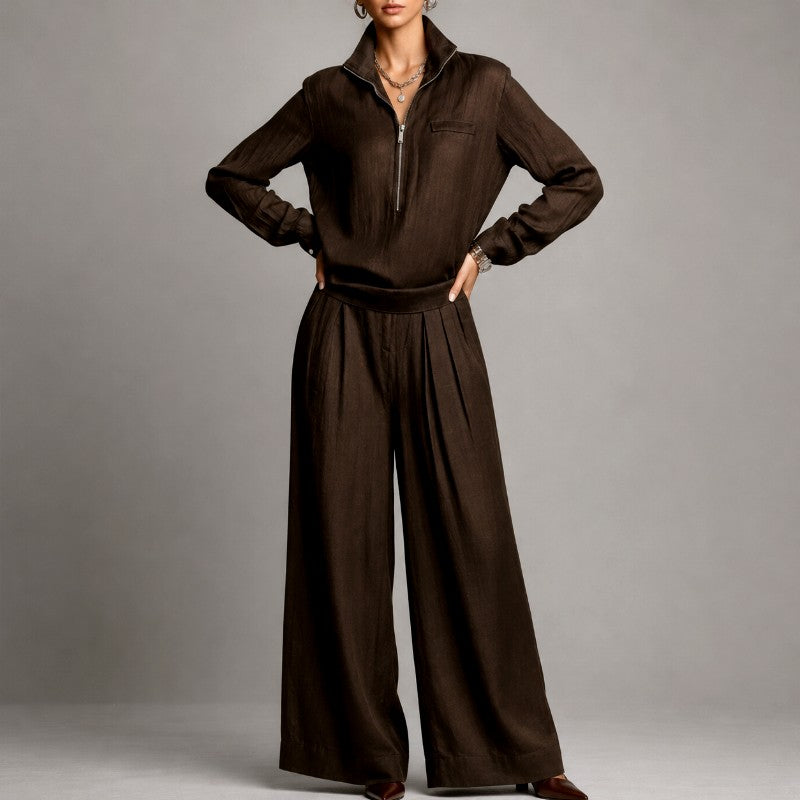 Beverly - Women's Half-Zip Top and Wide Leg Pants Set 5
