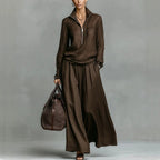 Beverly - Women's Half-Zip Top and Wide Leg Pants Set