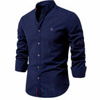 Branson - Men's Slim Fit Mandarin Collar Long Sleeve Shirt 4