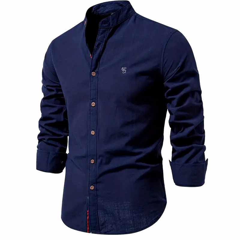 Branson - Men's Slim Fit Mandarin Collar Long Sleeve Shirt 4