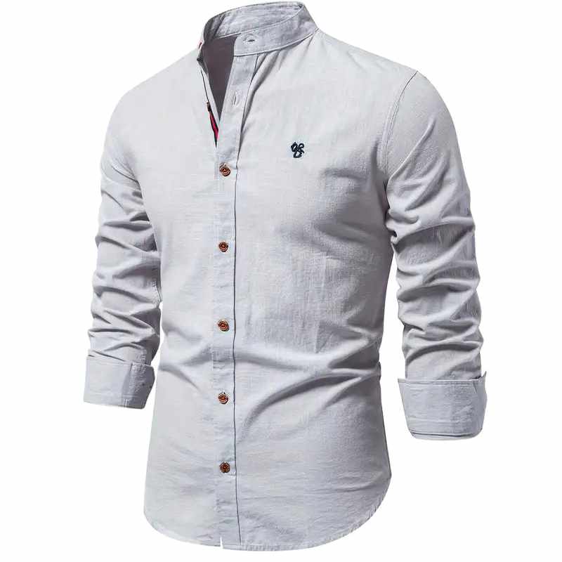 Branson - Men's Slim Fit Mandarin Collar Long Sleeve Shirt 5