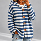Bree - Women's Striped Button Front Hooded Cardigan 4