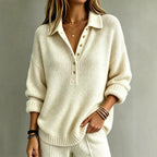 Brigid - Women's Collared Oversized Knit Sweater 1