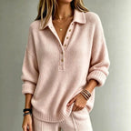 Brigid - Women's Collared Oversized Knit Sweater 2